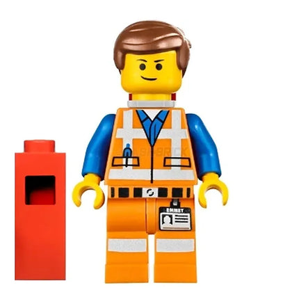 LEGO Minifigure - Emmet - Lopsided Closed Mouth Smile, with Piece of Resistance [The LEGO Movie]