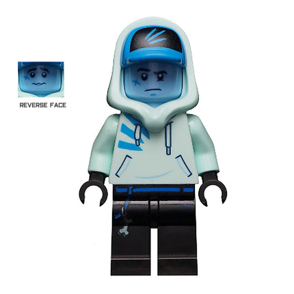 LEGO Minifigure - Jack Davids - Light Aqua Hoodie with Cap and Hood (Blue Head) (2020) [HIDDEN SIDE]