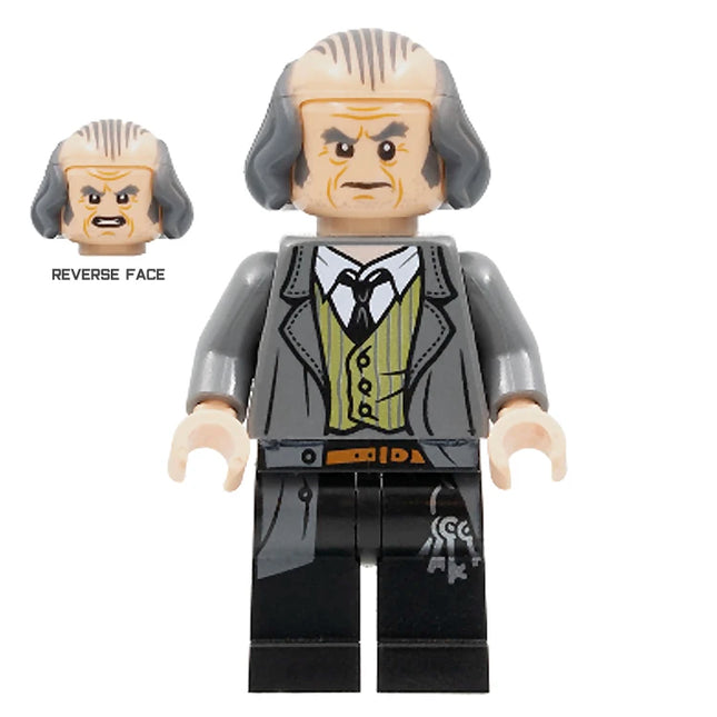 LEGO Minifigure - Argus Filch - Bald on Top, Dark Bluish Gray Jacket (2018) [HARRY POTTER]