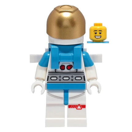 LEGO Minifigure - Astronaut - Male, White and Dark Azure Suit, White Helmet, Metallic Gold Visor, Smile (2022) [CITY]