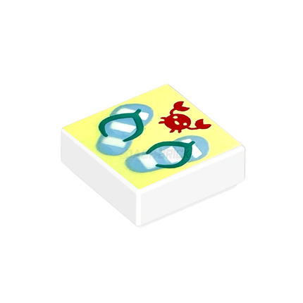 LEGO Minifigure Accessory - Beach Sign, Crab, Thongs/Flip Flops (1 x 1 Tile) [3070b]