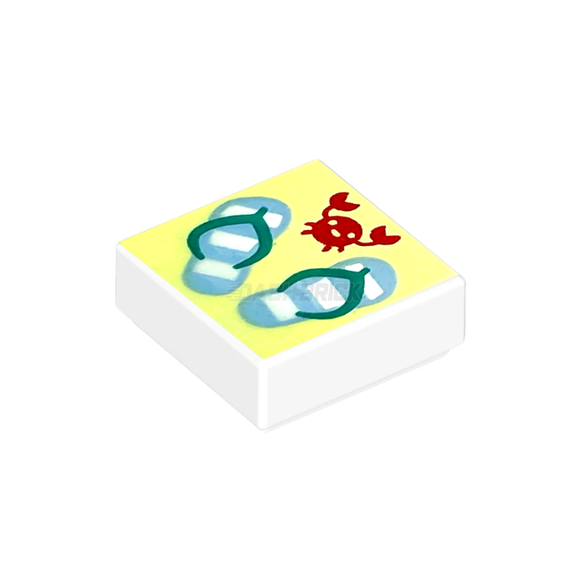 LEGO Minifigure Accessory - Beach Sign, Crab, Thongs/Flip Flops (1 x 1 Tile) [3070b]