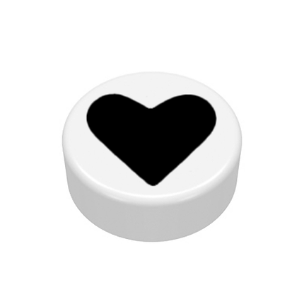LEGO Minifigure Accessory - Heart, Black, White Tile [98138pb362]