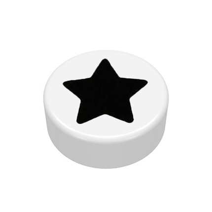 LEGO Minifigure Accessory - Star, Black, White Tile [98138pb363]
