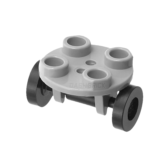 LEGO Plate, Round 2 x 2, Wheel Holder, Black Wheel (Skateboard/Trolley) [6014bc05]
