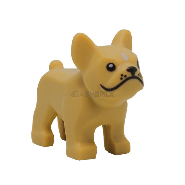 LEGO Minifigure Animal - Dog, Puppy, French Bulldog, White Spot on Forehead, Dark Tan [29602pb01]