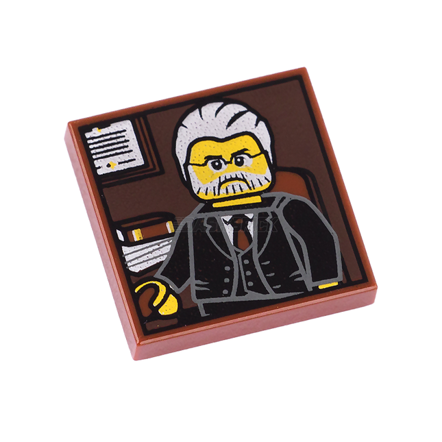 LEGO Minifigure Accessory - Portrait of Male Minifigure with Gray Hair, Beard and Black Suit [3068bpb0699] 6142949