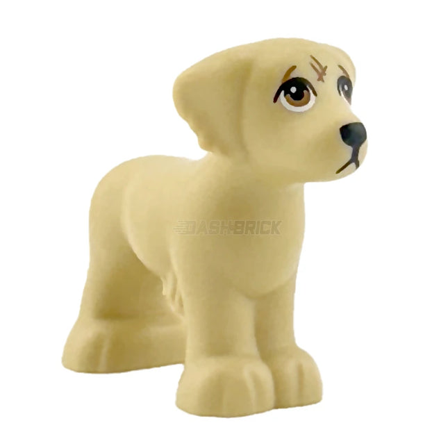LEGO Minifigure Animal - Dog, Shaggy Fur, Medium Nougat Eyes, Scratches, "Grace", Tan [3168pb03]