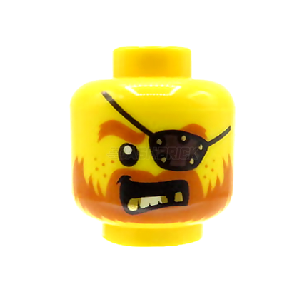 LEGO Minifigure Part - Head, Pirate, Orange Beard, Gold Teeth, Eye Patch [3626cpb1304]