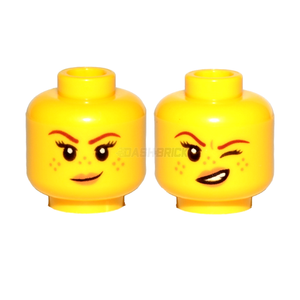 LEGO Minifigure Part - Head, Female, Duel, Brown Eyebrows, Freckles, Small Smirk [3626cpb2145] 6223923