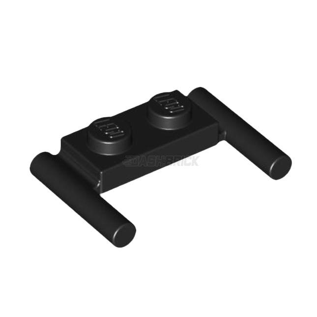 LEGO Plate, Modified 1 x 2 with Bar Handles - Flat Ends, Low Attachment, Black [3839b] 383926