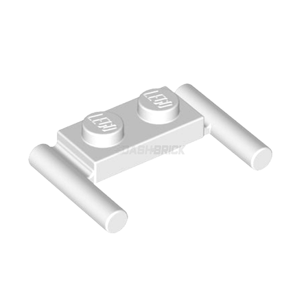 LEGO Plate, Modified 1 x 2 with Bar Handles - Flat Ends, Low Attachment, White [3839b] 383901