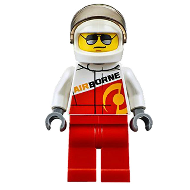 LEGO Minifigure - Male, Driver, Air Borne Race Suit, White Helmet (2016) [CITY]