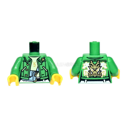 LEGO Minifigure Part - Torso Jacket, Bright Green, Gold 'D' Necklace, Dragon Head [973pb5059c01] 6378414