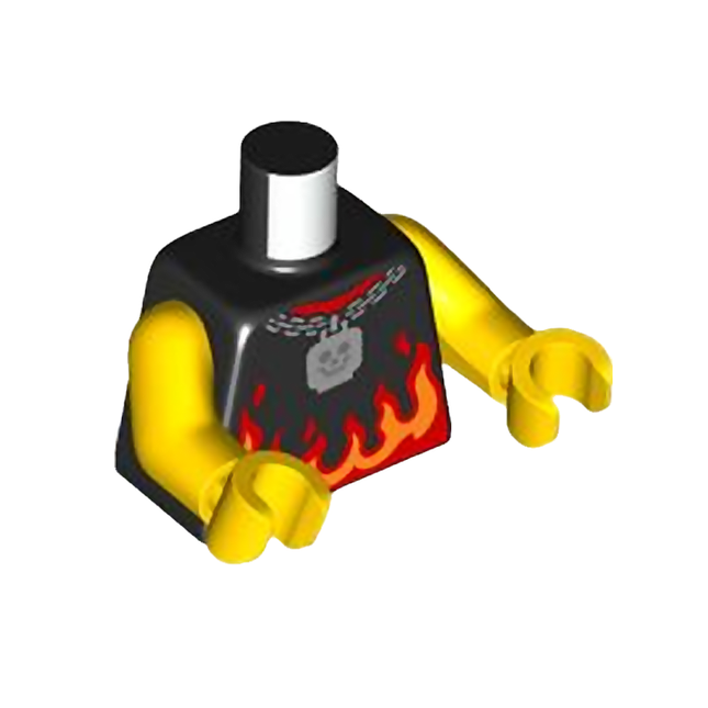 LEGO Minifigure Part - Torso Sleeveless Shirt, Flames, Silver Chain, Skeleton Head [973pb5379c01] 6455746