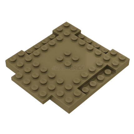 LEGO Brick, Modified 8 x 8 x 2/3 with 1 x 4 Indentations and 1 x 4 Plate, Dark Tan [15624] 6447009
