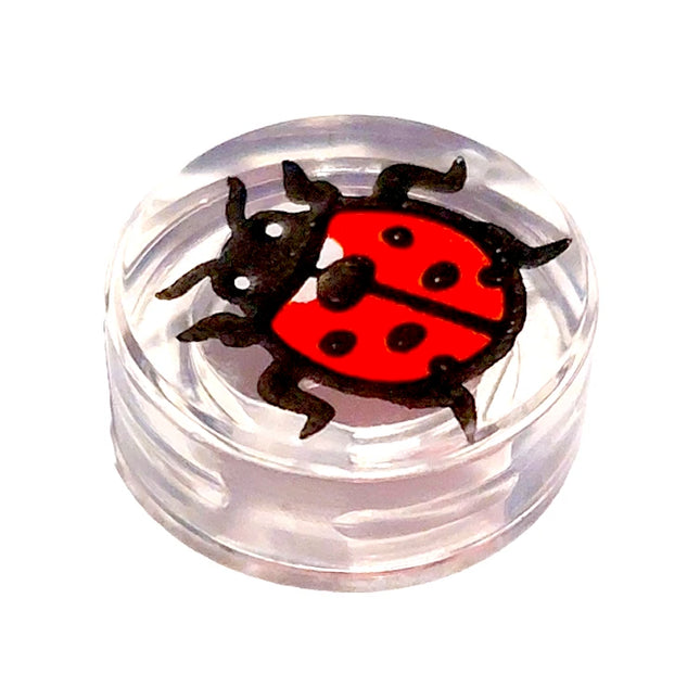 LEGO Minifigure Animal - Ladybug, Small White Eyes, Black Antennae (1 x 1 Round Tile) [98138pb447]