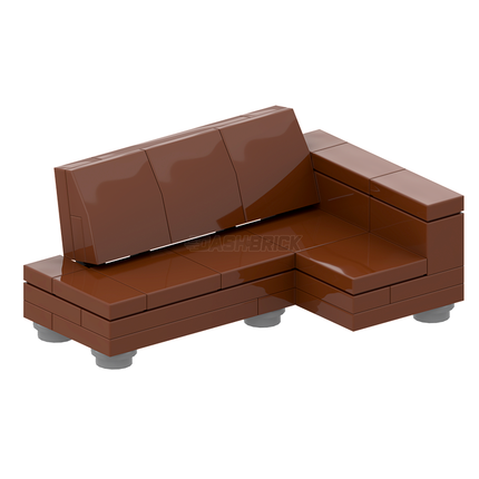 LEGO "Convertible Corner Lounge" - Large Couch, Adjustable, Reddish Brown [MiniMOC]