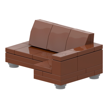 LEGO "Convertible Corner Lounge" - Large Couch, Adjustable, Reddish Brown [MiniMOC]