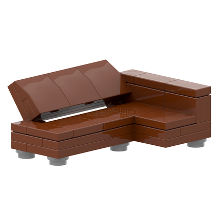 LEGO "Convertible Corner Lounge" - Large Couch, Adjustable, Reddish Brown [MiniMOC]