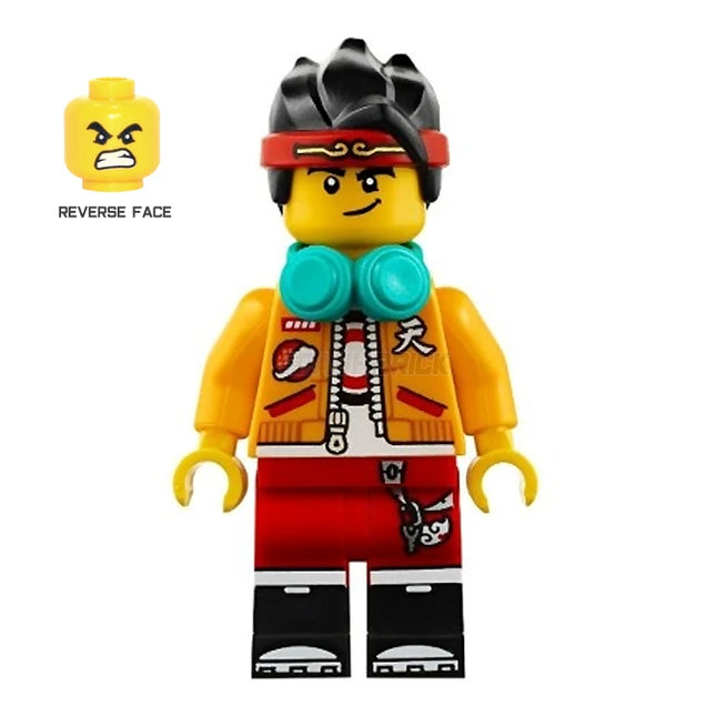 LEGO Minifigure - Monkie Kid - Open Jacket, Headphones, Smirk / Angry (2020) [MONKIE KID]