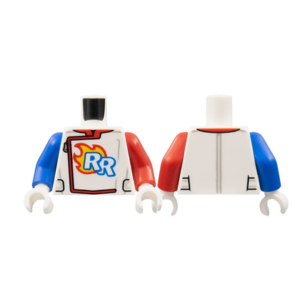 LEGO Minifigure Part - Torso Racing Suit, Zipper, 'RR' Logo, Flames [973pb4472c01] 6357274