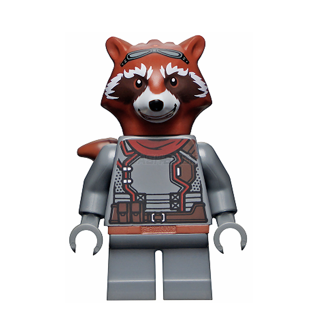 LEGO Minifigure - Rocket Raccoon - Dark Bluish Gray Outfit, Reddish Brown Head [MARVEL]