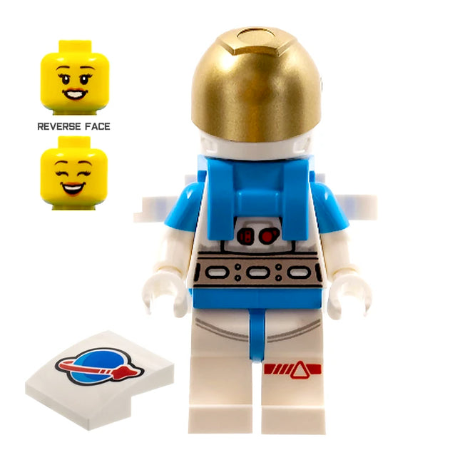 LEGO Minifigure - Lunar Research Astronaut - Female, White and Dark Azure Suit, Gold Visor (2022) [CITY]
