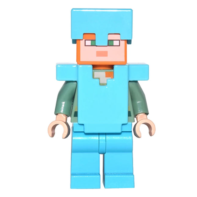 LEGO Minifigure - Alex - Medium Azure Legs, Helmet and Armor (2017) [MINECRAFT]
