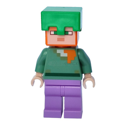 LEGO Minifigure - Alex, Lavender Legs, Bright Green Helmet [MINECRAFT]