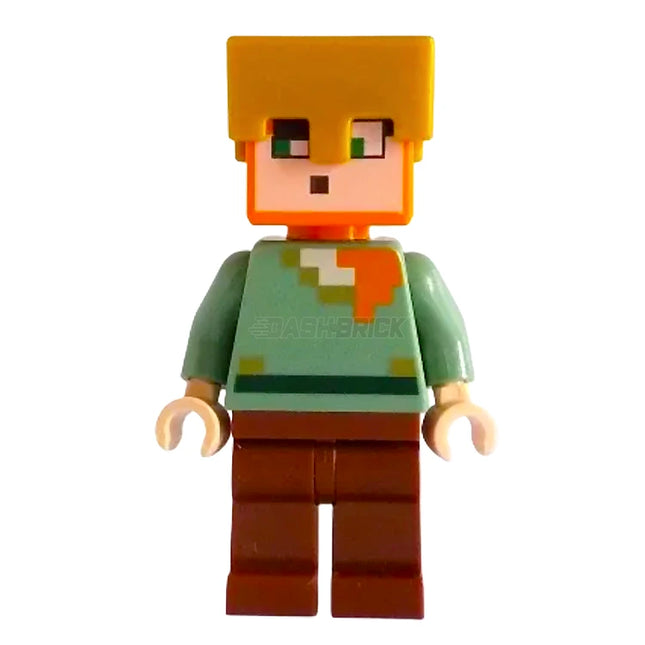 LEGO Minifigure - Alex - Reddish Brown Legs, Pearl Gold Helmet [MINECRAFT]