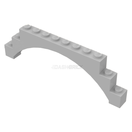 LEGO Brick, Arch 1 x 12 x 3, Raised Arch with 5 Cross Supports, Light Grey [18838]