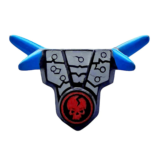 LEGO Minifigure Part - Minifigure Armor Breastplate with Shoulder Spikes Blue and Red Cracked Skull in Circle [93056pb02] 4614487