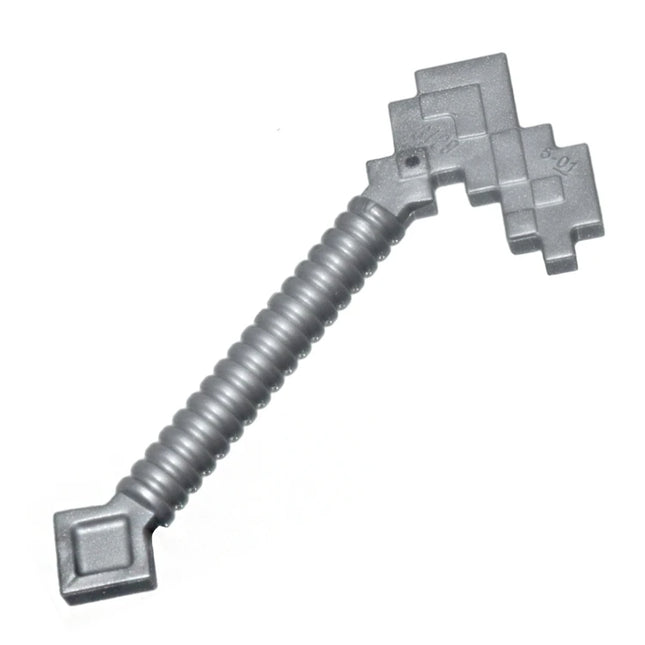 LEGO Minifigure Accessory - Minifigure, Hoe/Axe, Pixelated (Minecraft), Flat Silver [3129] 6421061