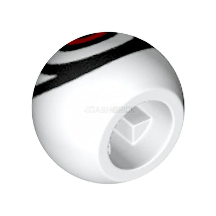 LEGO Technic Ball Joint with Red Eye in Black Rings Pattern, White [32474pb016] 6298801, 6382124