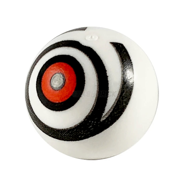 LEGO Technic Ball Joint with Red Eye in Black Rings Pattern, White [32474pb016] 6298801, 6382124