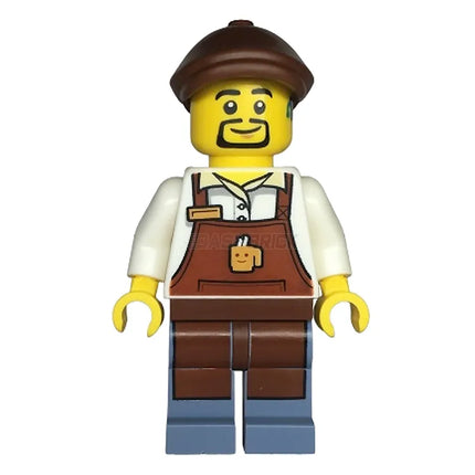 LEGO Minifigure - Male, Barista - Apron with Cup, Flat Cap, Hearing Aid [CITY]