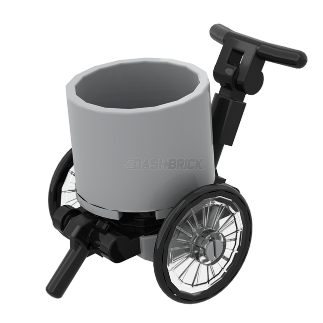 LEGO "Barrel Trolley" - Round Wheelbarrow, Light Grey [MiniMOC]