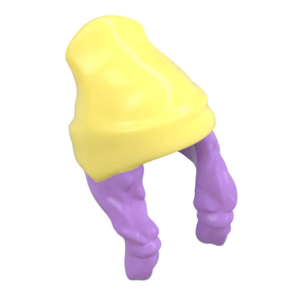LEGO Minifigure Part - Hair Combo, Beanie, 2 Braids, Bright Light Yellow/Medium Lavender [52686] 644561