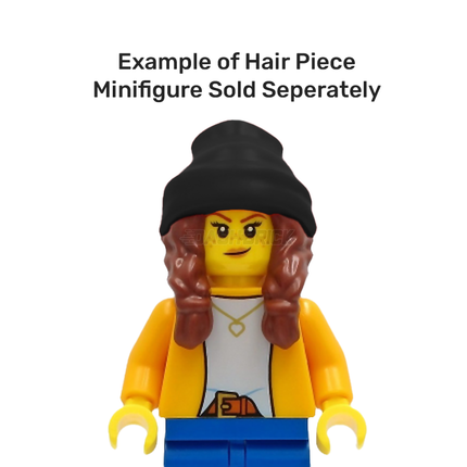 LEGO Minifigure Part - Hair Combo, Beanie, 2 Braids, Black/Reddish Brown [52686pb05] 6393922