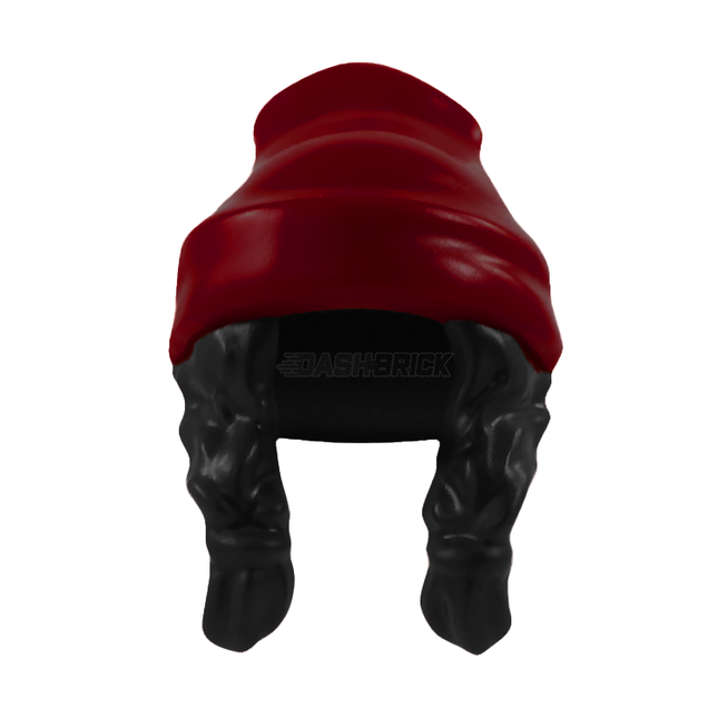 LEGO Minifigure Part - Hair Combo, Beanie, 2 Braids, Dark Red/Black [52686pb04] 6371949