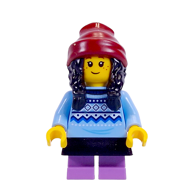 LEGO Minifigure - Child - Girl, Blue Knit Sweater, Skirt, Beanie [CITY]