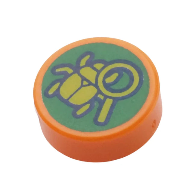 LEGO Minifigure Accessory - Tile, Green Beetle & Magnifying Glass (1 x 1 Tile), Orange [98138pb426] 6480963