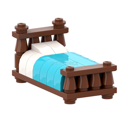 LEGO "Minifigure Bedtime" - Single Wood-frame Bed, Bedside Table [MiniMOC]