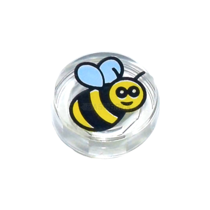 LEGO Minifigure Animal - Bee, Black & Yellow, Bumble/Honey (1 x 1 Round Tile) [98138pb186]