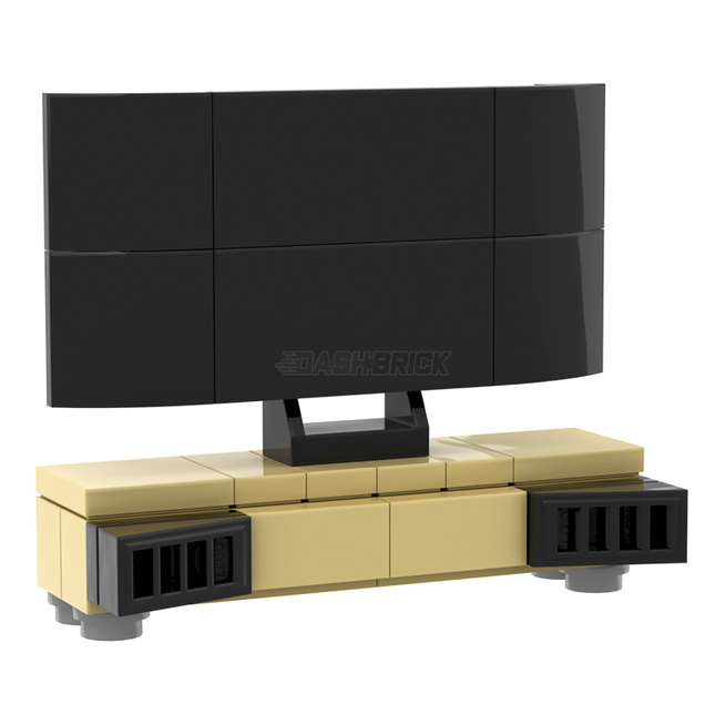 LEGO "Big Screen" - Widescreen TV, Entertainment Unit, Speakers, Tan [MiniMOC]