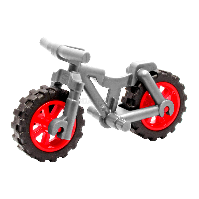LEGO Minifigure Accessory - Mountain Bike, Bicycle, Light Grey, Red Wheels [36934c02]