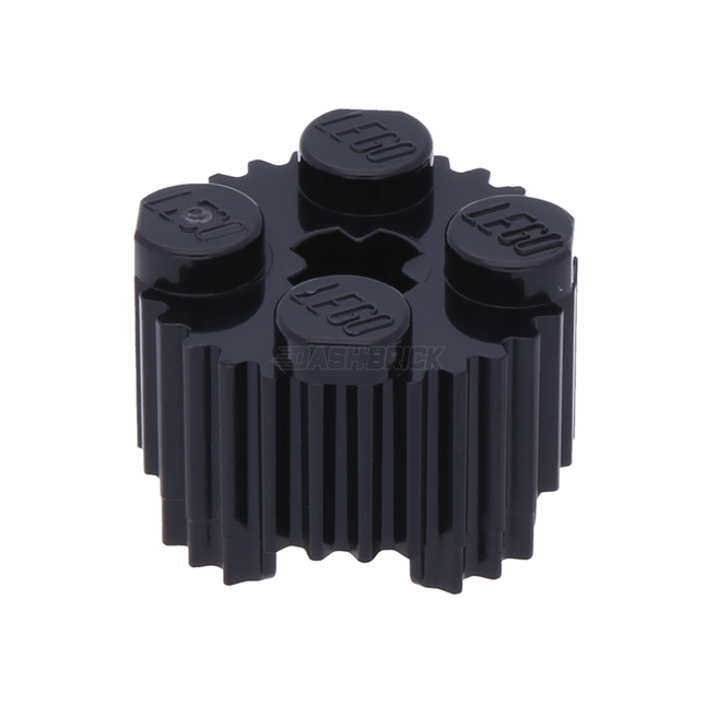 LEGO Brick, Round 2 x 2 with Axle Hole and Grille / Fluted Profile, Black [92947] 6024730