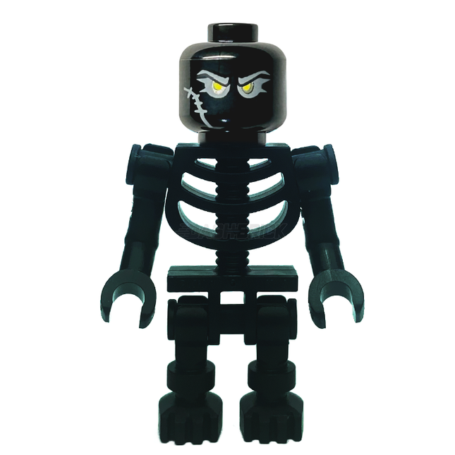 LEGO Minifigure - Skeleton, Black Bones, Yellow Eyes, Scar