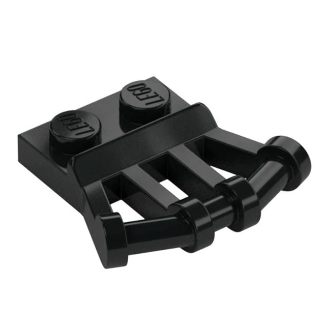 LEGO Plate, Modified 1 x 2 with Angled Bar Handles on Side, Black [92692] 4604304